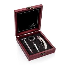 VinoElegance Rosewood Wine Set - 4pc Engraved - Wine Accessories