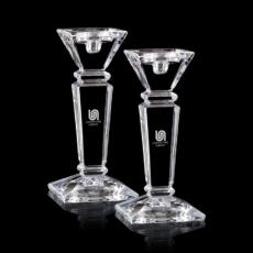 CrystalGlow Tapered Candle Holders Set - Candles