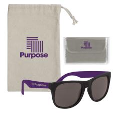 Rubberized Sunglasses With Microfiber Cloth And Pouch - Sunglasses