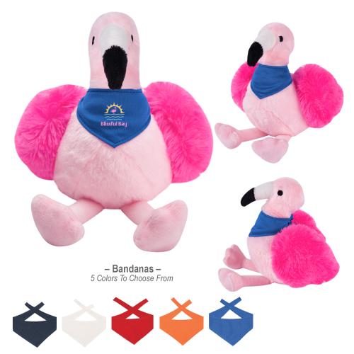 Toys & Novelties - Plush Stuffed Animals - Pink Perk Flamingo Plush with Logo Bandana