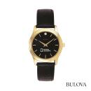 Bulova&reg; Leather Strap Watch w/Diamond